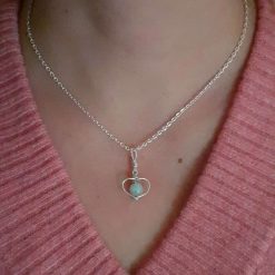 Aquamarine Heart Necklace
