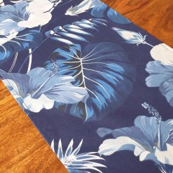 Dark Blue Tropical Leaf Table Runner, Monstera Leaf Table Runner, Tropical Leaf Print, Tropical Decor, Tropical Home Decor, Blue Hibiscus 9 Dark Blue Tropical Leaf Table Runner, Monstera Leaf Table Runner, Tropical Leaf Print, Tropical Decor, Tropical Home Decor, Blue Hibiscus 9