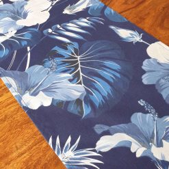 Dark Blue Tropical Leaf Table Runner, Monstera Leaf Table Runner, Tropical Leaf Print, Tropical Decor, Tropical Home Decor, Blue Hibiscus 8 Dark Blue Tropical Leaf Table Runner, Monstera Leaf Table Runner, Tropical Leaf Print, Tropical Decor, Tropical Home Decor, Blue Hibiscus 8