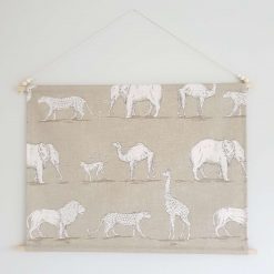Safari Nursery Wall Hanging, Jungle Nursery Banner, Prairie Animals, Fabric Wall Hanging, Nursery Decor, Baby Gift, Safari Decor, Jungle Decor, Banner Flag