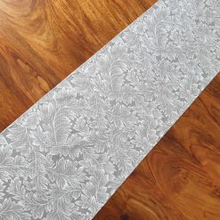 Grey & White Leaf Table Runner, Grey Table Runner, Leaf Table Runner, Table Decor, Homer Decor, Gift Idea, Grey Leaf Table Runner 6