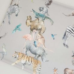Safari Nursery Wall Hanging, Jungle Nursery Banner, Grey Fabric Wall Hanging, Nursery Decor, Baby Gift, Safari Decor, Jungle Decor, Banner Flag 11