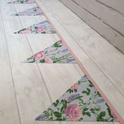 Floral Bunting, Fabric Bunting, Floral Garland, Wall Decor, Garden Decor, Roses, Lavender, Garden Party, Summerhouse Decor, 10 Flags 2.5m 5