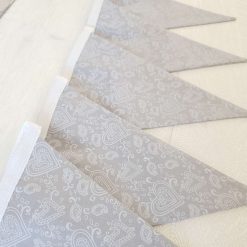 Wedding Bunting, Grey & White Lace Heart Bunting, Lace Bunting, Engagement Bunting, Fabric Bunting, Wedding Garland, Wedding Decorations, Various Lengths Available