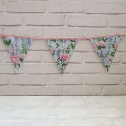 Floral Bunting, Fabric Bunting, Floral Garland, Wall Decor, Garden Decor, Roses, Lavender, Garden Party, Summerhouse Decor, 10 Flags 2.5m 3