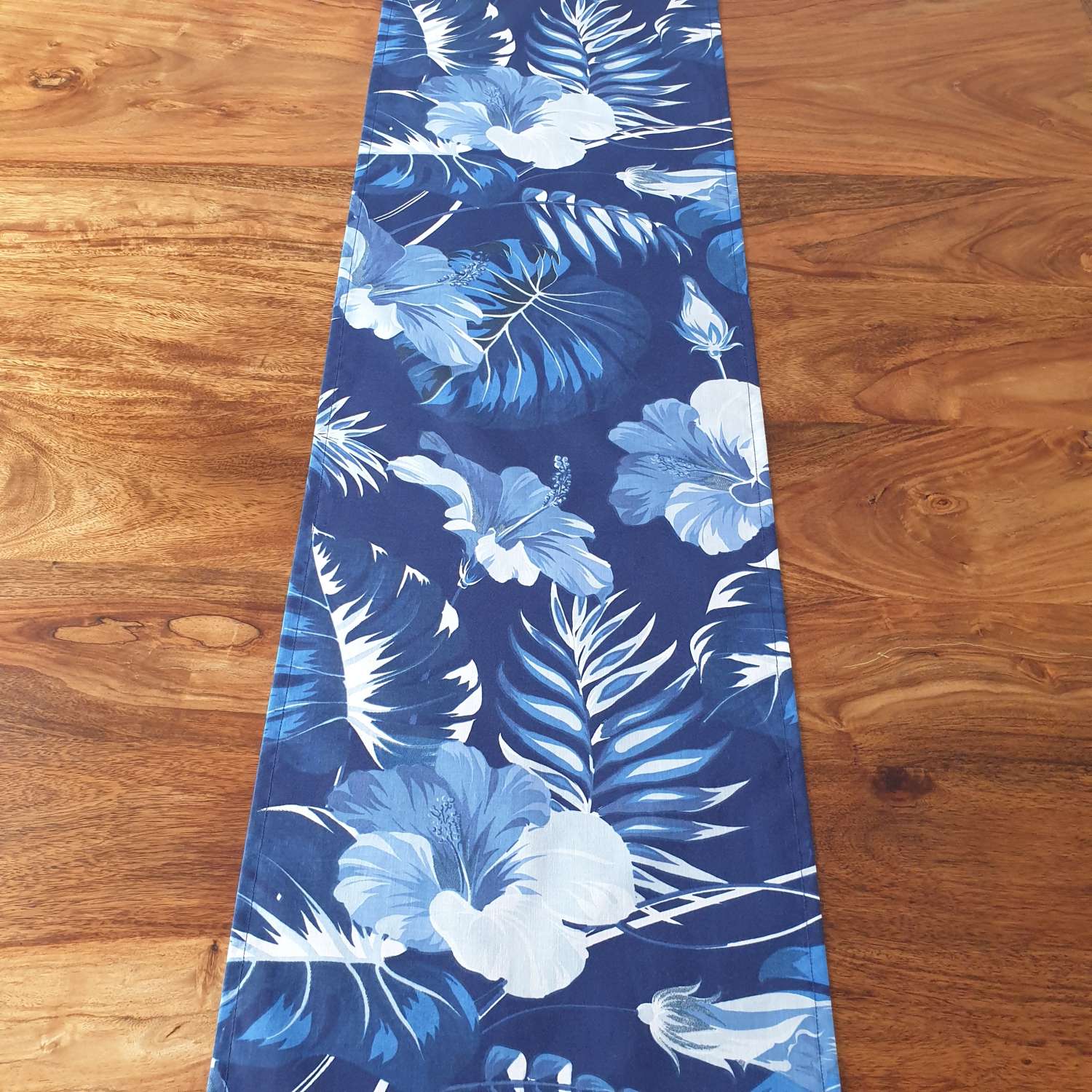 Dark Blue Tropical Leaf Table Runner, Monstera Leaf Table Runner, Tropical Leaf Print, Tropical Decor, Tropical Home Decor, Blue Hibiscus Dark Blue Tropical Leaf Table Runner, Monstera Leaf Table Runner, Tropical Leaf Print, Tropical Decor, Tropical Home Decor, Blue Hibiscus