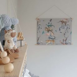 Safari Nursery Wall Hanging, Jungle Nursery Banner, Grey Fabric Wall Hanging, Nursery Decor, Baby Gift, Safari Decor, Jungle Decor, Banner Flag 9