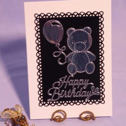 Monochrome, Bear & Balloons Birthday Card