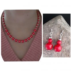 Red Jewellery Set | Chunky Bead Necklace