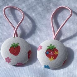 Handmade strawberry print button bobbles 11