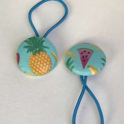 Handmade tropical fruit print button bobbles - pink, green & white 1 Handmade tropical fruit print button bobbles - pink, green & white 5