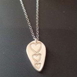 Teardrop shape Silver Heart Pendant Necklace