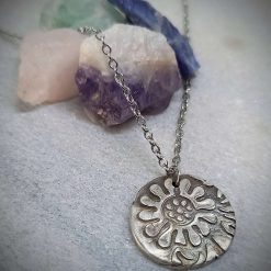 Silver antique floral pendant necklace