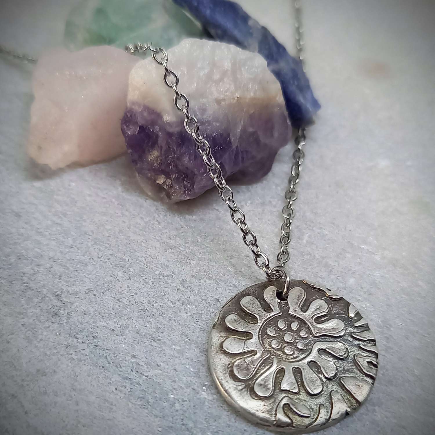 Silver antique floral pendant necklace Silver antique floral pendant necklace