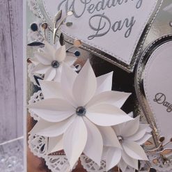 Luxury Handmade Keepsake Wedding Card - White & Silver, 8"x8" 'Congratulations on your wedding day, to a special son & daughter in law' 2 Luxury Handmade Keepsake Wedding Card - White & Silver, 8"x8" 'Congratulations on your wedding day, to a special son & daughter in law' 2
