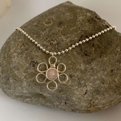 Rose Quartz Flower Necklace 3 Rose Quartz Flower Necklace 5