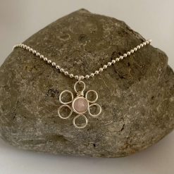 Rose Quartz Flower Necklace