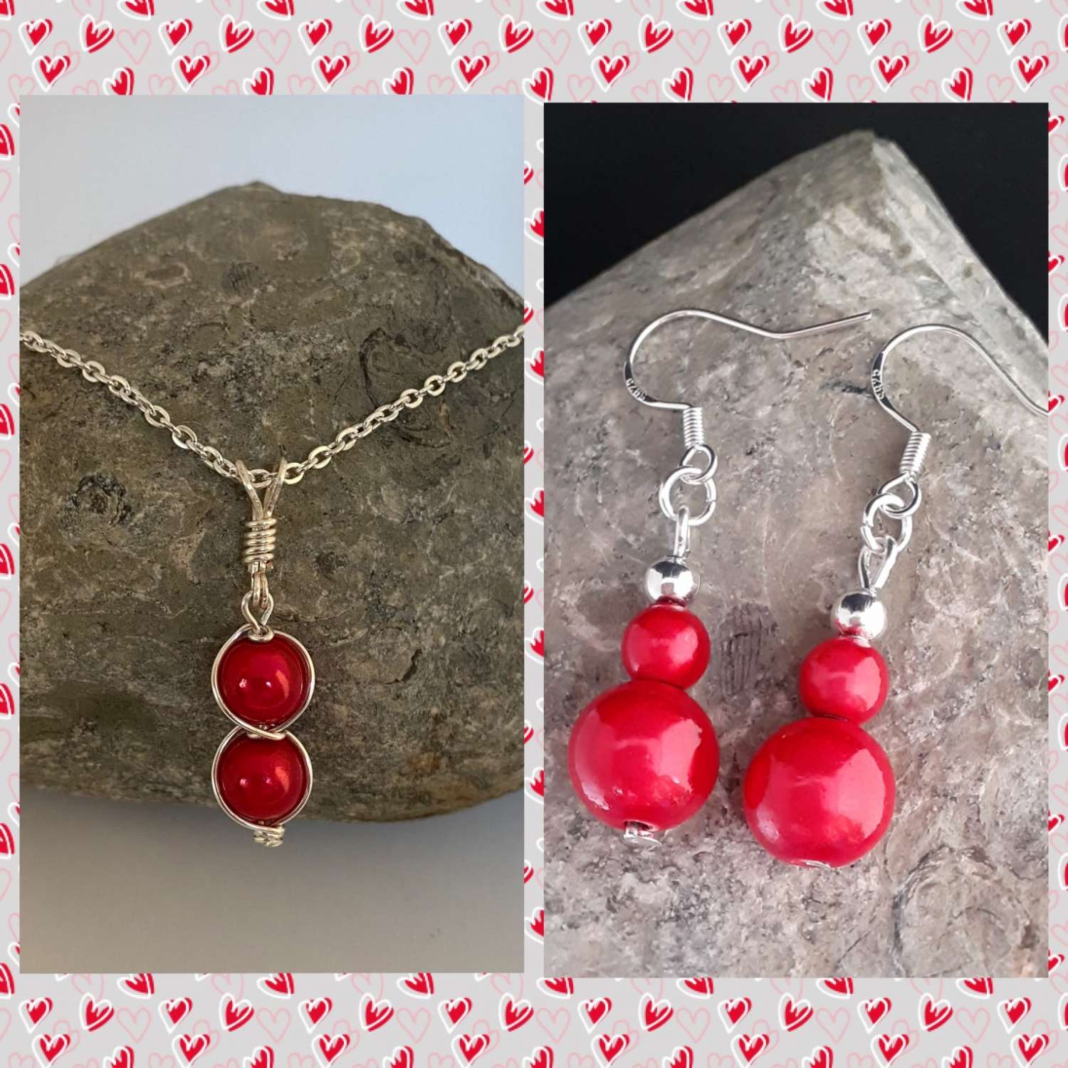 B122AD24-D231-45C7-A38C-9DA01ECFB87C Red Pendant Necklace and Earrings Set 1