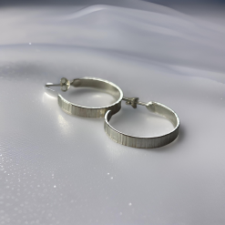 Silver Textured Hoops
