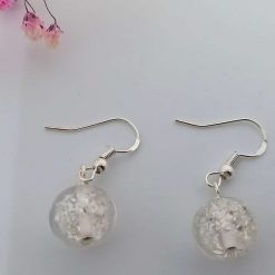 Lampwork Bead Mini Silver Glitter Pair Earrrings