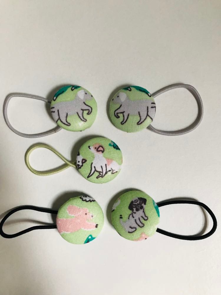 gr dog Handmade button bobble hair ties- dog & cat collection 2