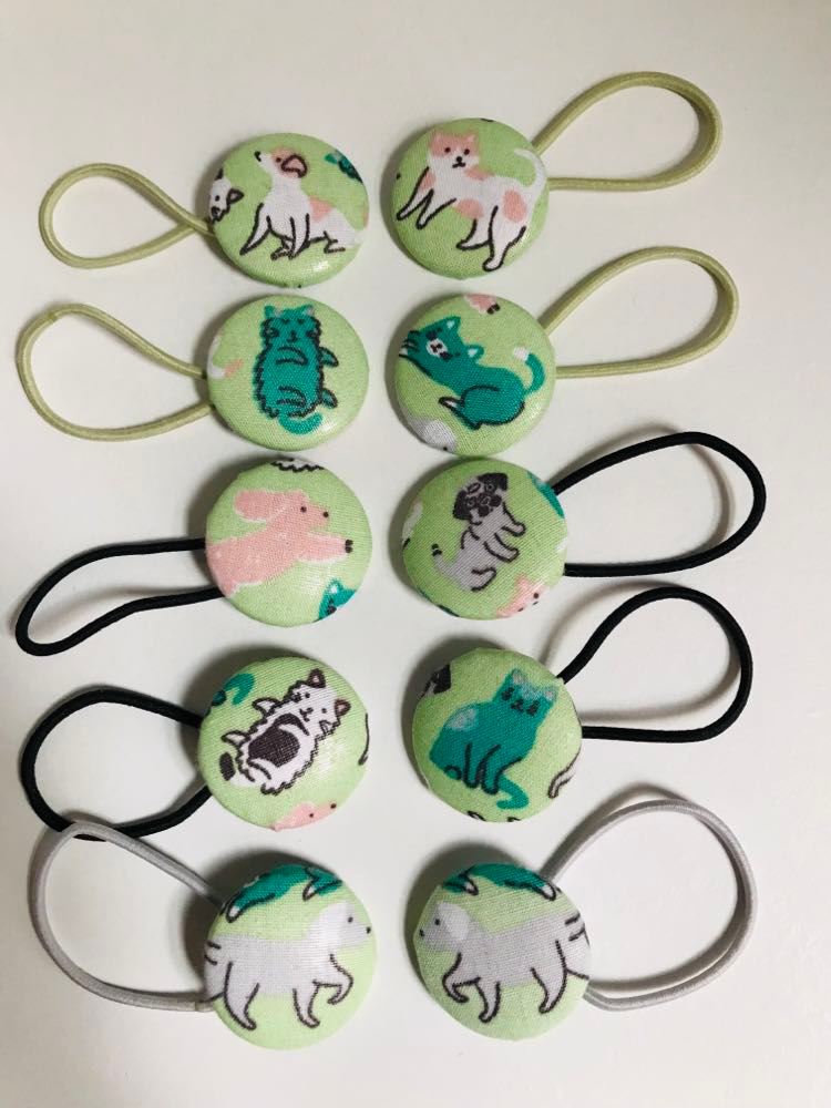 Handmade button bobble hair ties- dog & cat collection Handmade button bobble hair ties- dog & cat collection