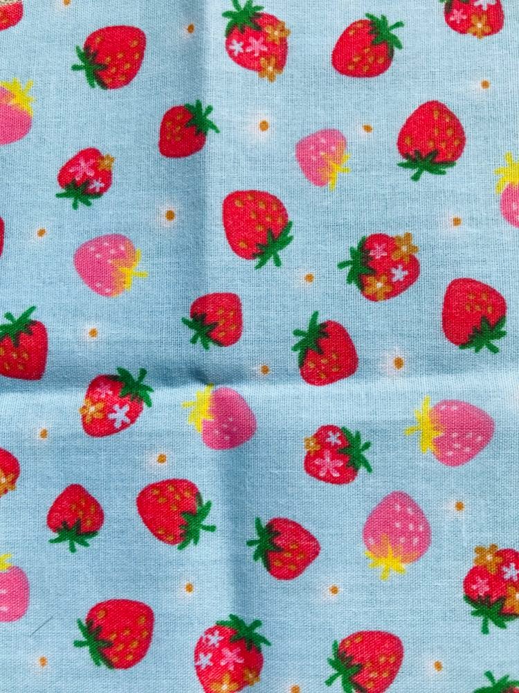 lblue straw Handmade Infant/Fine Hair Button Bobble Hair Ties - Strawberries 2