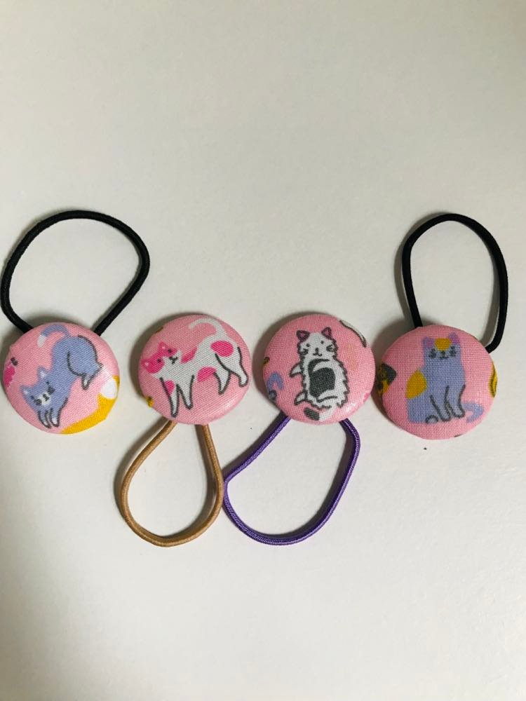 Handmade button bobble hair ties- dog & cat collection Handmade button bobble hair ties- dog & cat collection