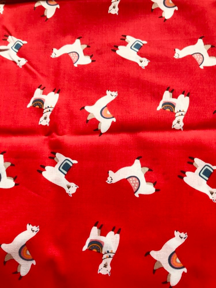 red llama Handmade Llama print button bobbles 2
