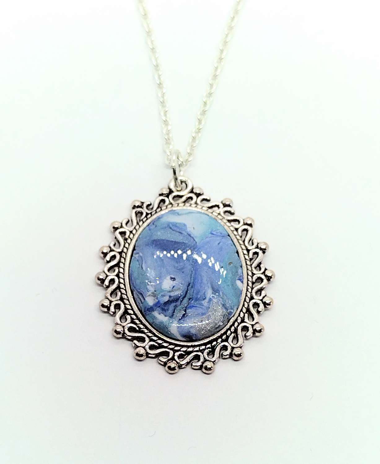 Seaside. Hand made Polymer clay pendant in shades of blues and turquoise Seaside. Hand made Polymer clay pendant in shades of blues and turquoise