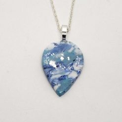 Summer seaside3. polymer clay teardrop pendant in seaside shades of blue