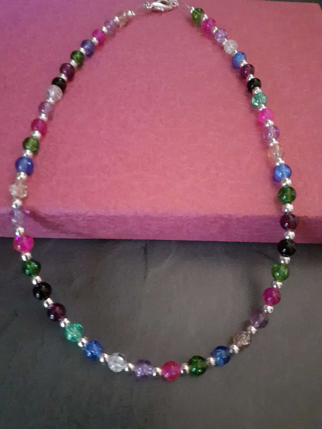71F1AA38-8420-40D7-9F53-B309709315D7 Multicoloured Glass Bead Necklace and Earrings Set 3