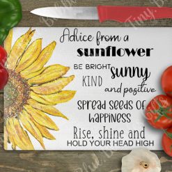 Advice from a sunflower glass chopping board