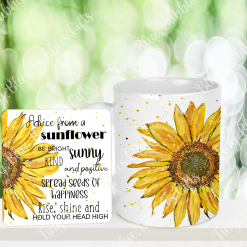 Advice from a sunflower mug and coaster set