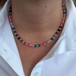Multicoloured Glass Bead Necklace and Earrings Set 1 Multicoloured Glass Bead Necklace and Earrings Set 8