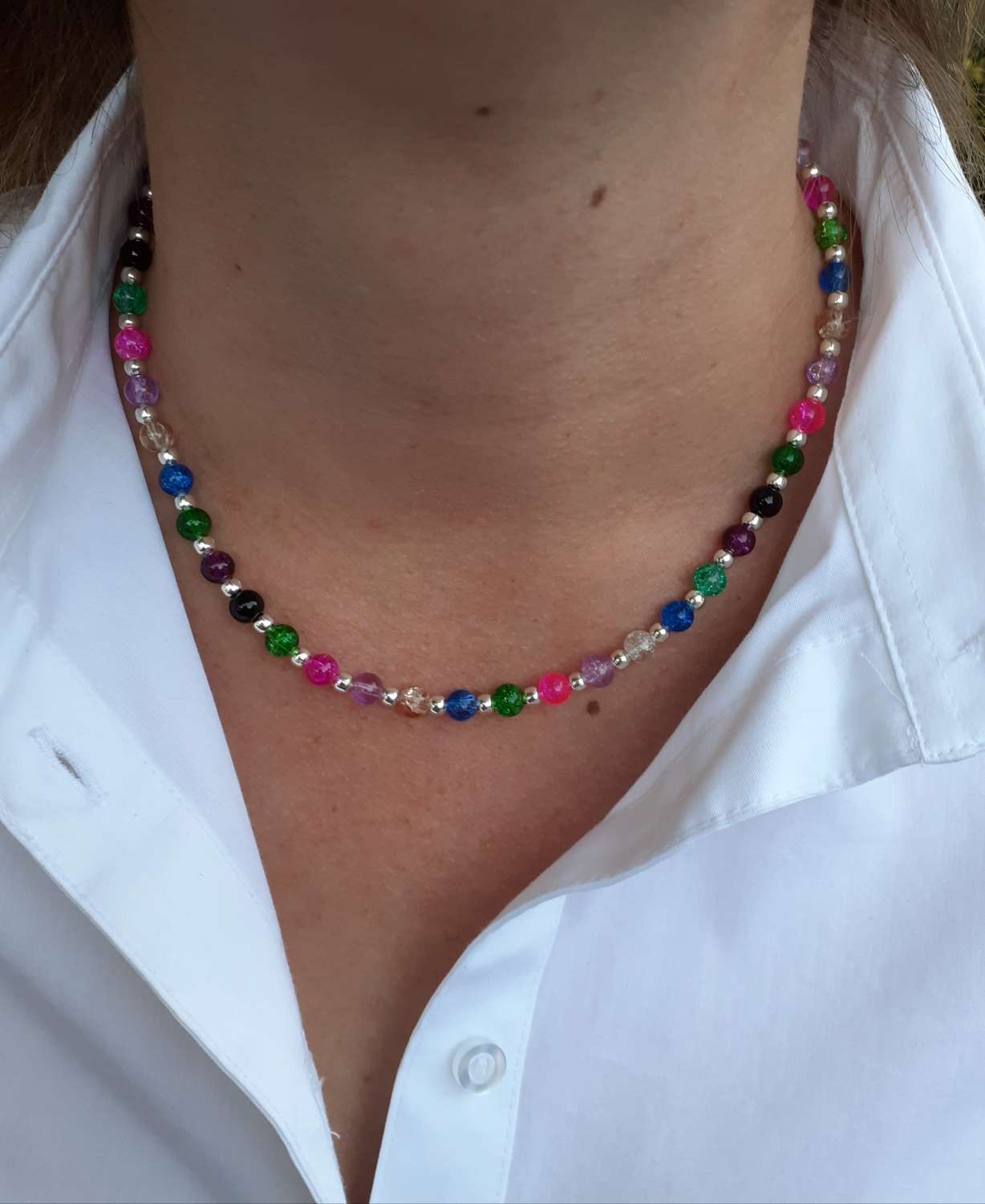 BF4403E9-9C6B-4483-A82C-9ABAA802F37F Multicoloured Glass Bead Necklace and Earrings Set 2