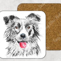Hint of colour Border Collie coaster