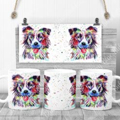 Border Collie mug with choice of background