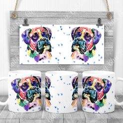 Boxer mug with blue hearts