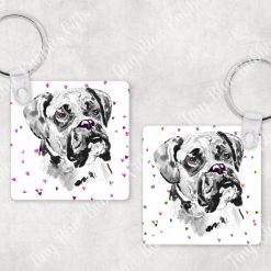 Boxer with pink nose keychain