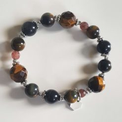Tiger Eye and Strawberry Quartz Bracelet