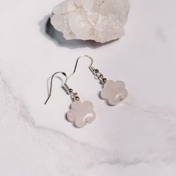 Rose Quartz Flower Earrings
