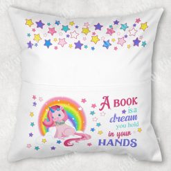 Unicorn book cushion