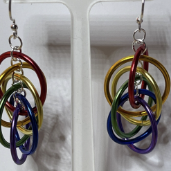 E- Rainbow Chainmaille Hoop Earrings