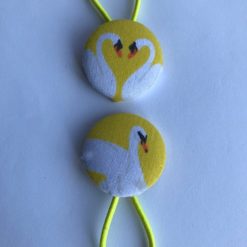 Handmade yellow swan print button bobbles