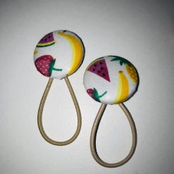 Handmade tropical fruit print button bobbles - pink, green & white 3 Handmade tropical fruit print button bobbles - pink, green & white 7
