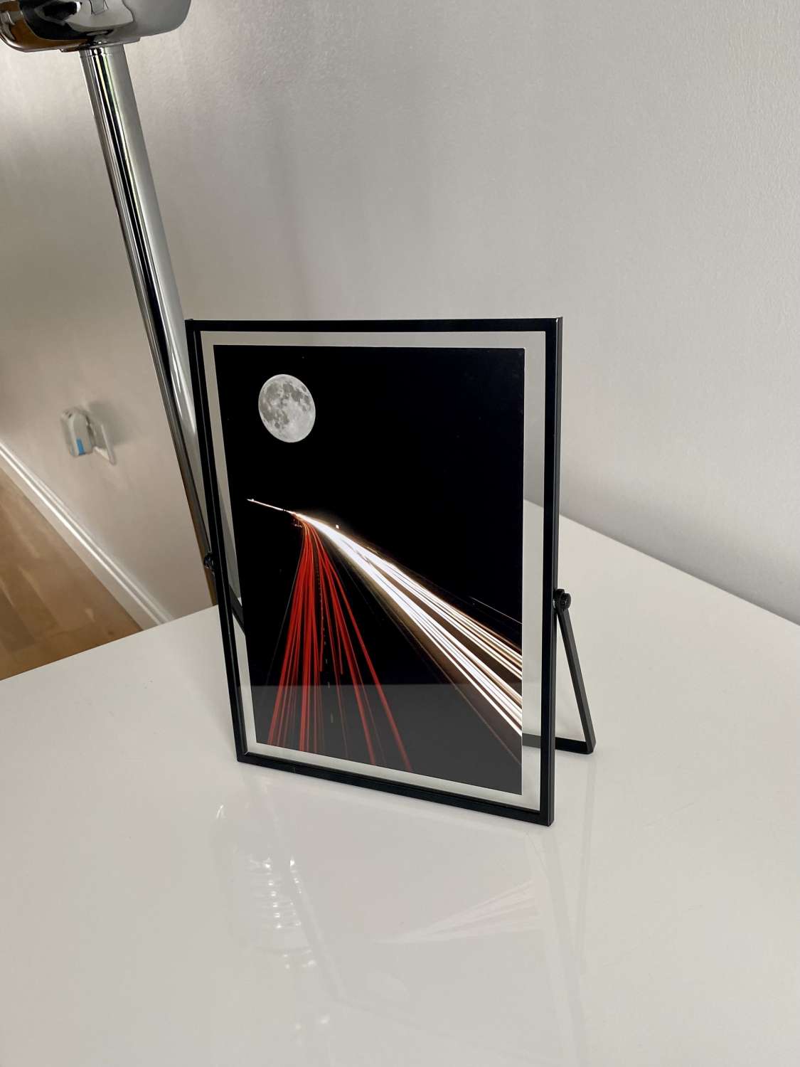 Moon Highway in glass window frame Moon Highway in glass window frame