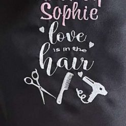 Personalised Embroidered Hairdresser Apron Love Is In The Hair 2 Personalised Embroidered Hairdresser Apron Love Is In The Hair 2