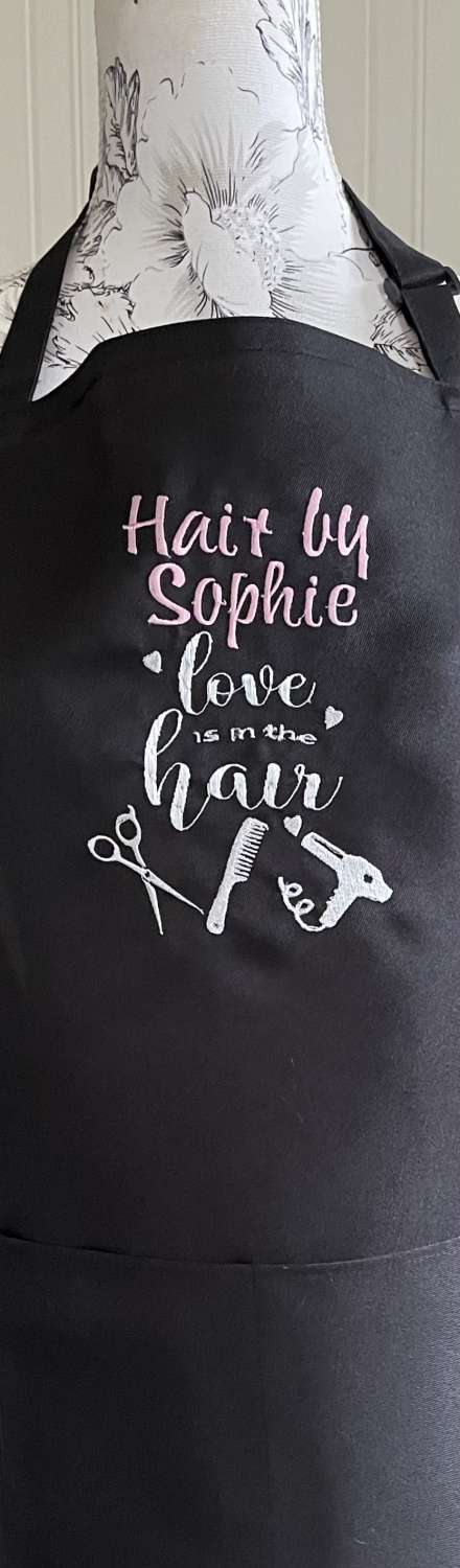 Personalised Embroidered Hairdresser Apron Love Is In The Hair Personalised Embroidered Hairdresser Apron Love Is In The Hair