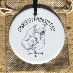 Personalised 1st Fathers day gift, Ceramic ornament for new Dad on Fathers day, Gift for Dad from Daughter, from Son, Hanging decoration